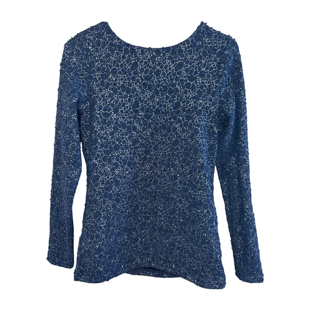 Jennifer Lopez Women’s Dark Blue Metallic Long Sleeve Shirt Size Medium